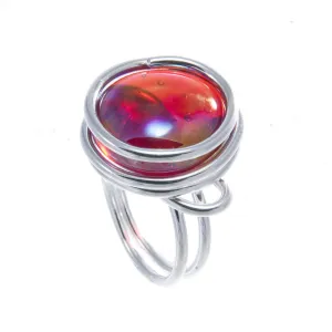 Infinity Glass Ring - Red Crystal