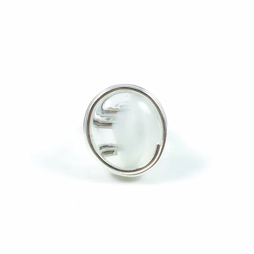 Infinity Glass Ring - White Stripe