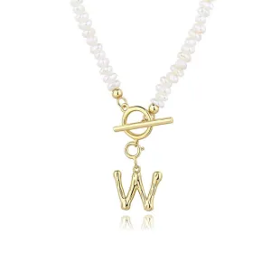 Initial Culture Pearl Necklace - Gold  Plating