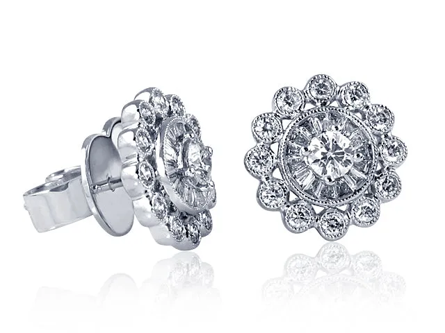 Invisible Set  1.14ct t.w. Flower Motif Diamond Earrings