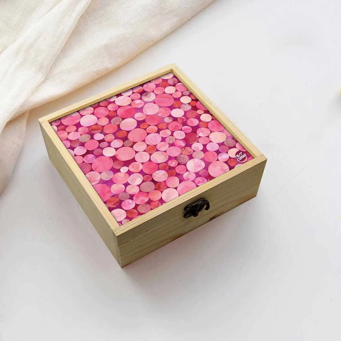 Jewellery Box Makepup Organizer -  Pink Marble Dots