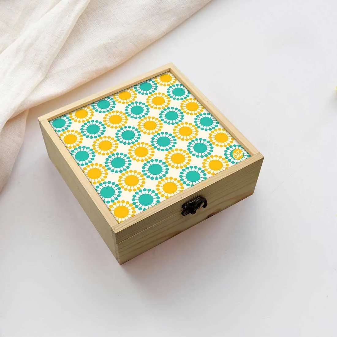 Jewellery Box Makepup Organizer -  Yellow And Green Floral