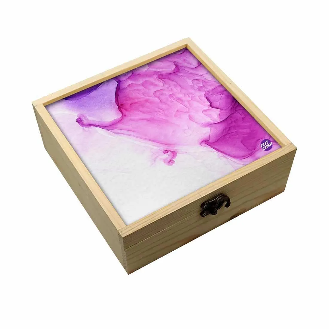 Jewellery Box Wooden Jewelry Organizer -  Pink White Purple Ink Watercolor