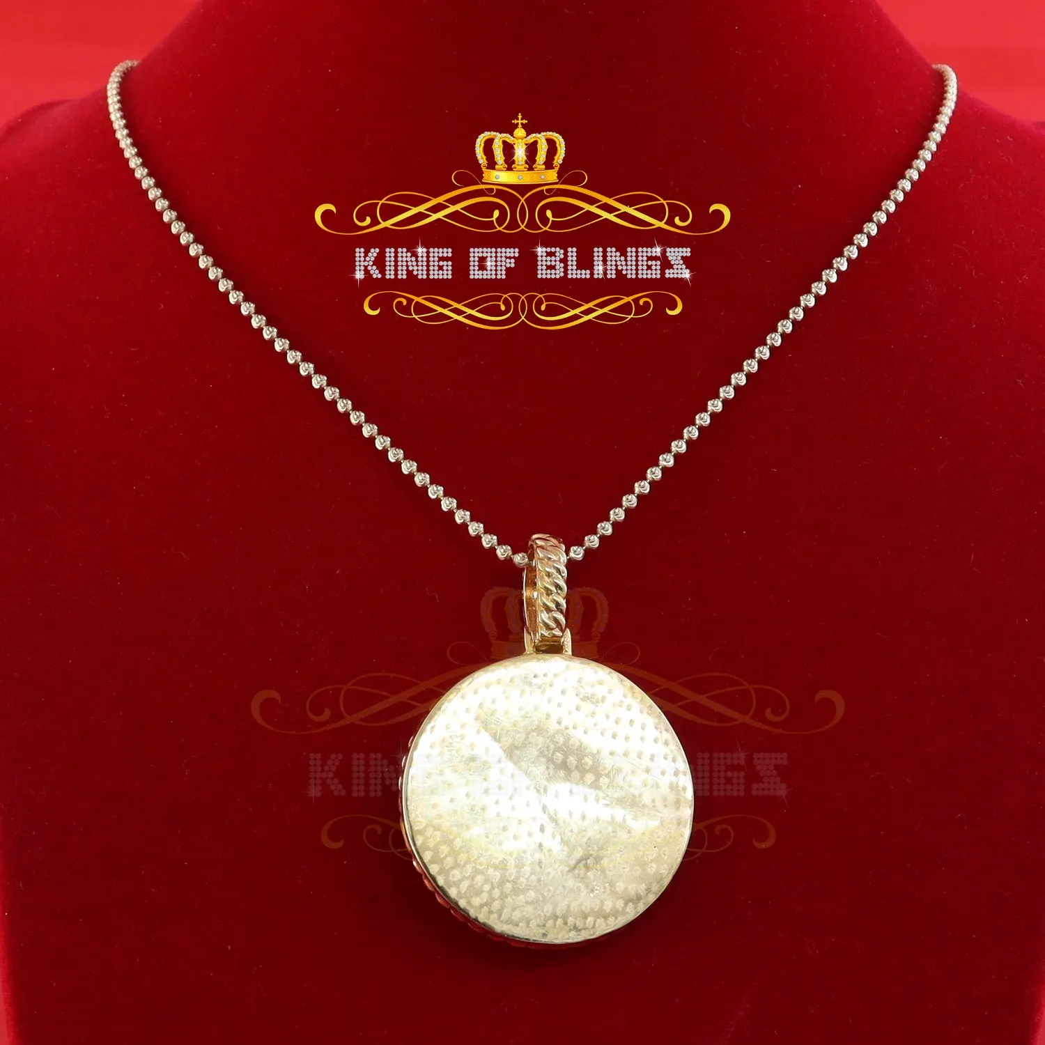 King Of Bling's Jesus 925 Silver 2.00ct W/Crushed Moissanite 1.50 Yellow Jesus Charm Pendant