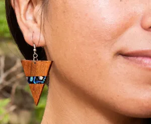 Koa Triangle Paua Earrings