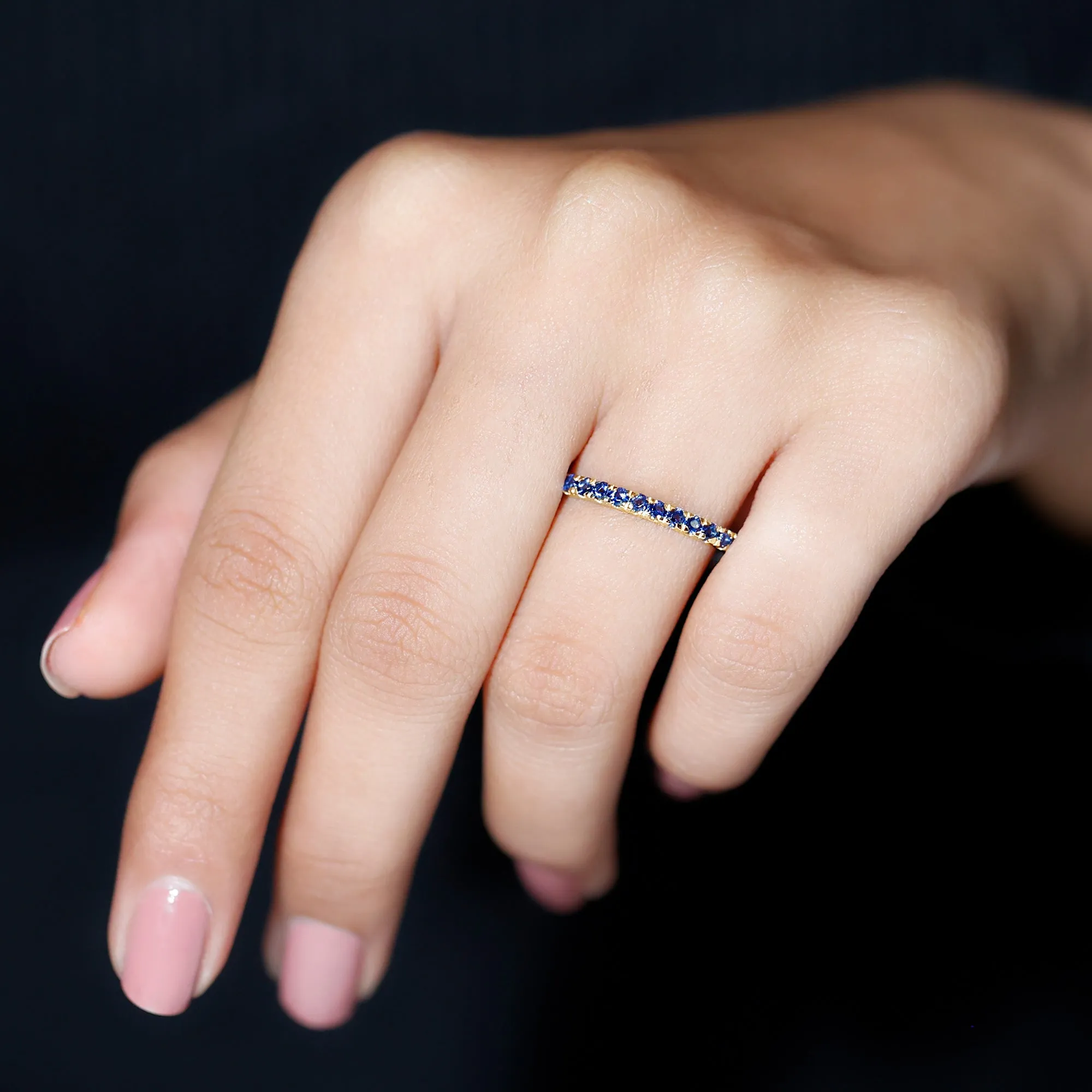 Lab Grown Blue Sapphire Simple Stackable Ring