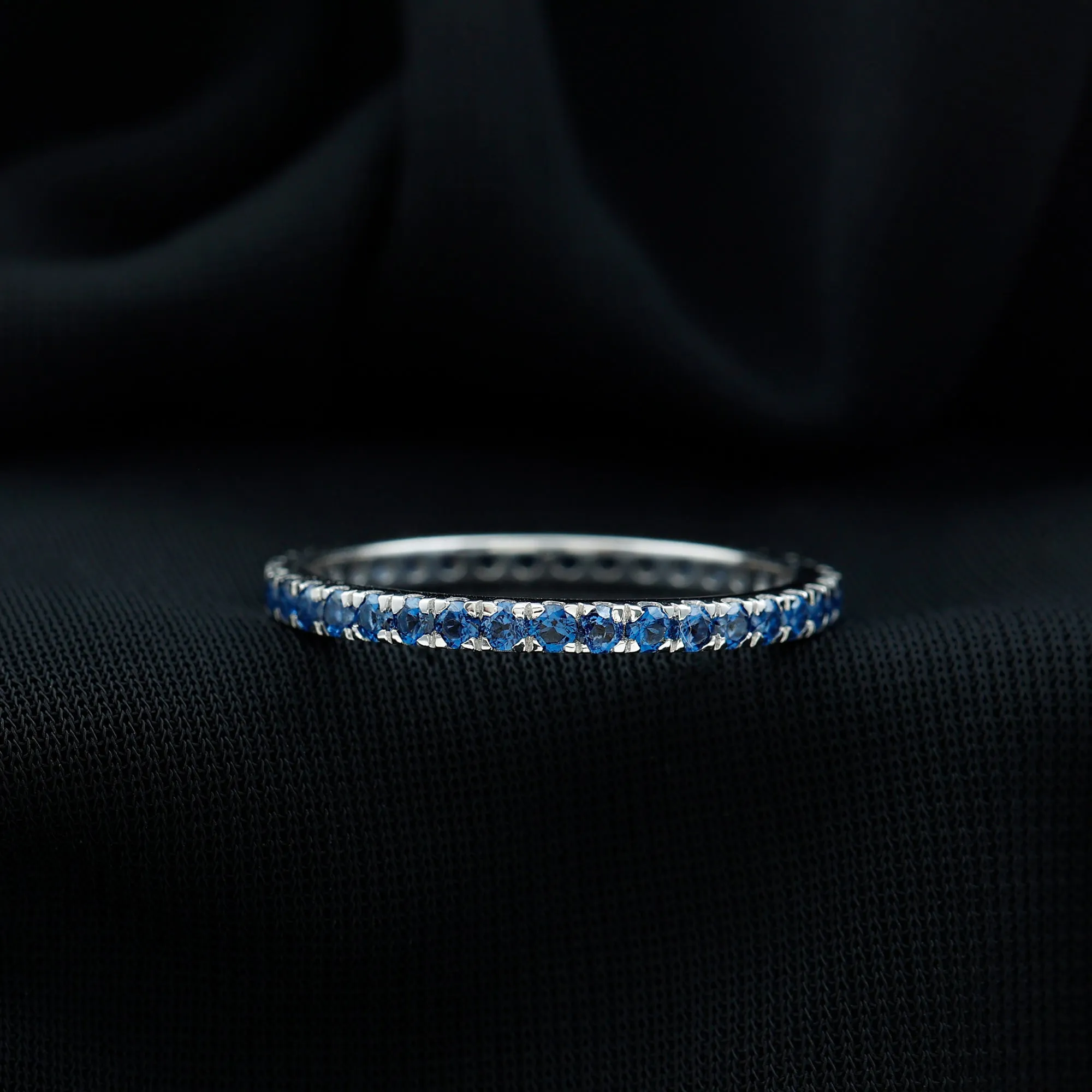 Lab Grown Blue Sapphire Simple Stackable Ring