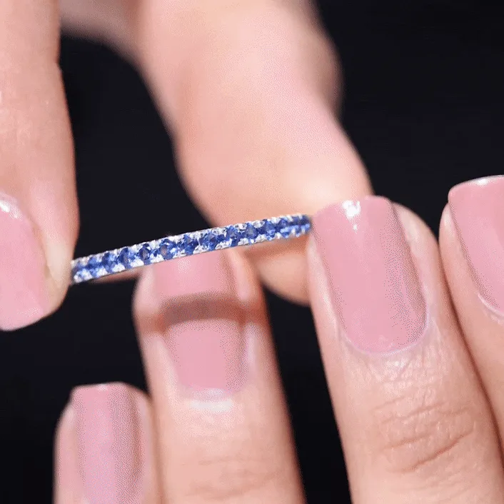 Lab Grown Blue Sapphire Simple Stackable Ring