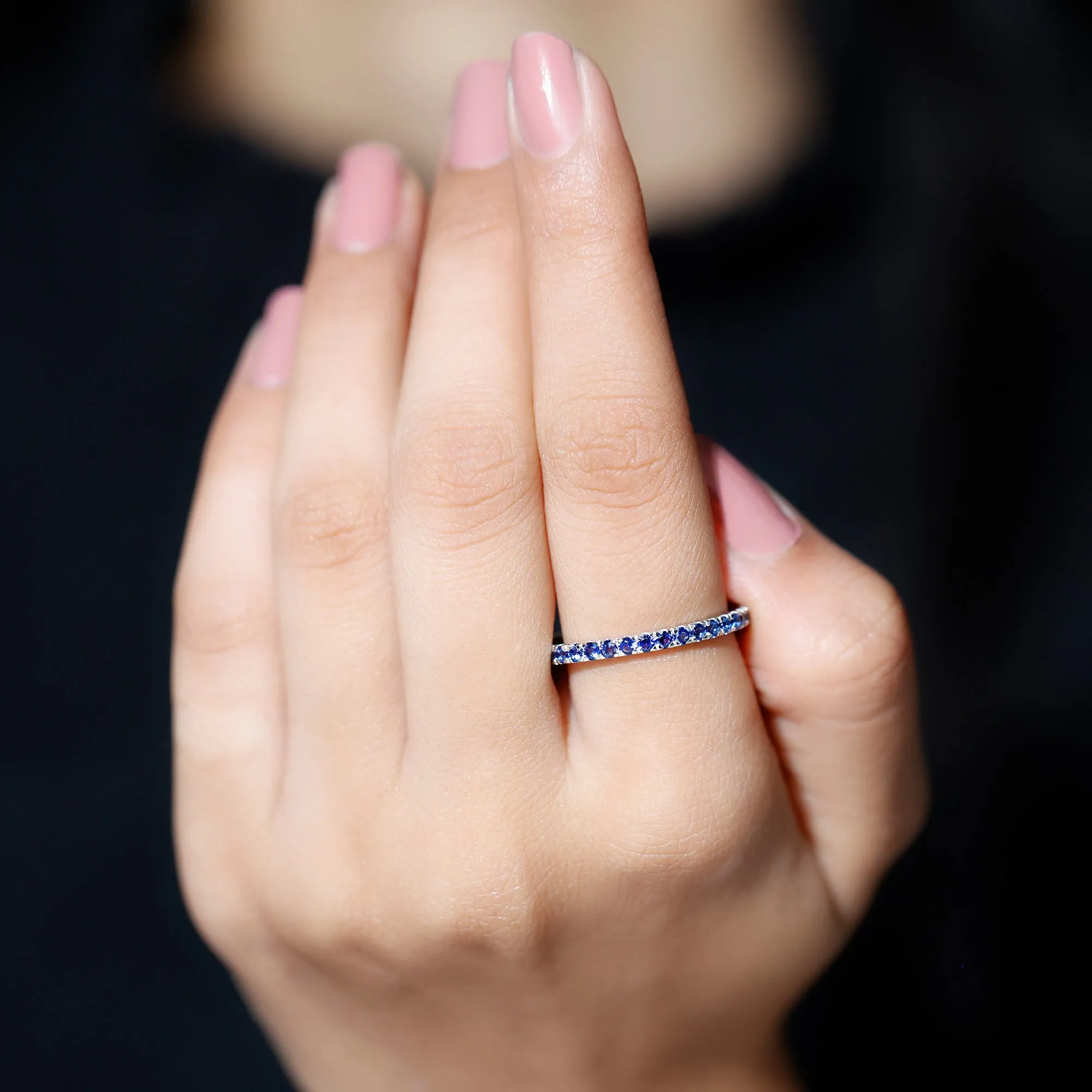 Lab Grown Blue Sapphire Simple Stackable Ring