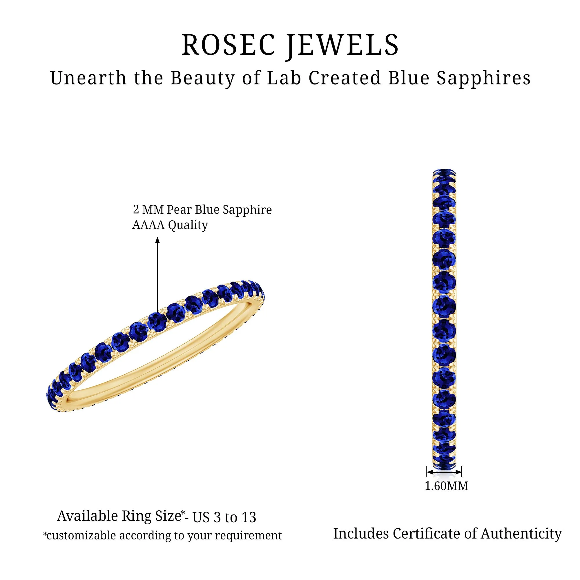 Lab Grown Blue Sapphire Simple Stackable Ring