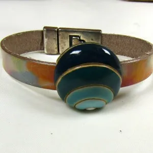 Leather Bracelet with Handmade Bead Accents