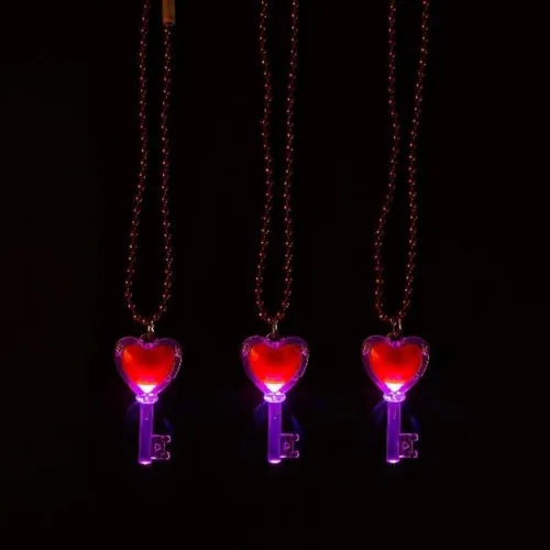 LED Light-Up Valentine Key Necklaces