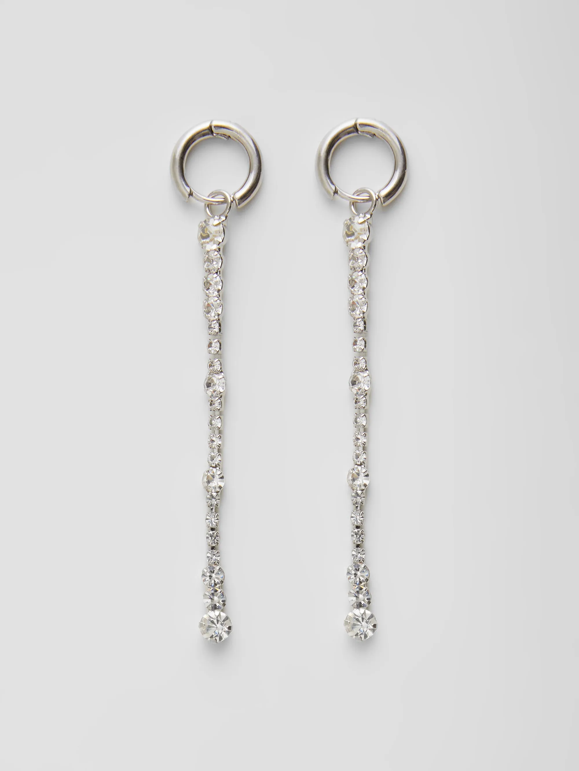 Long Diamante Drop Huggie Hoop Earrings