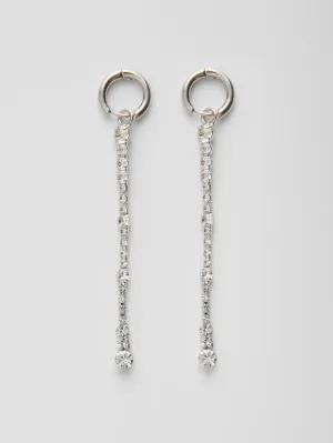 Long Diamante Drop Huggie Hoop Earrings