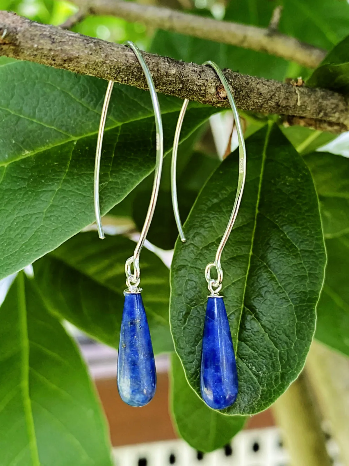 Long Lapis Drop Earrings