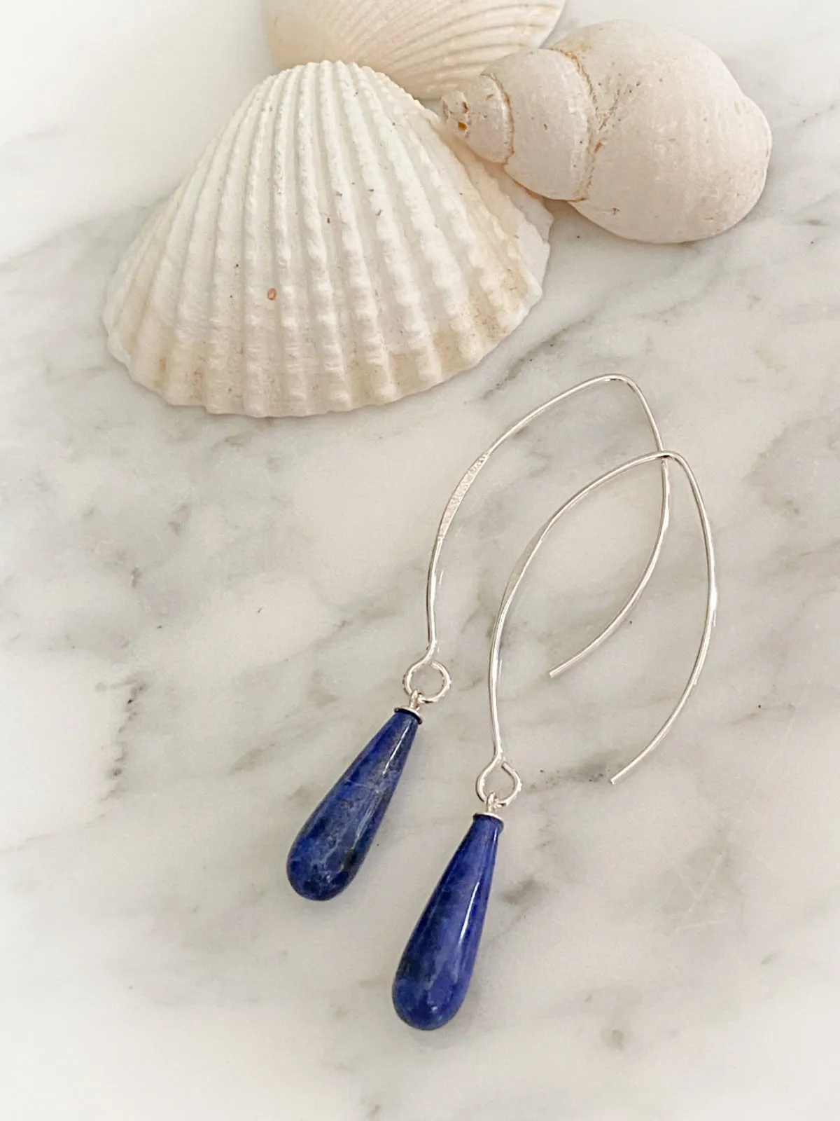 Long Lapis Drop Earrings