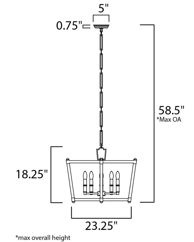 Lucent 23.25" 5 Light Chandelier in Polished Nickel