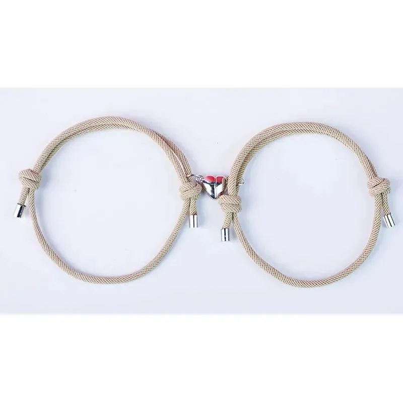 Magnetic Couple Bracelet with Heart Lock – Unique Bonding Accessory