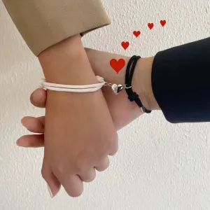 Magnetic Couple Bracelet with Heart Lock – Unique Bonding Accessory