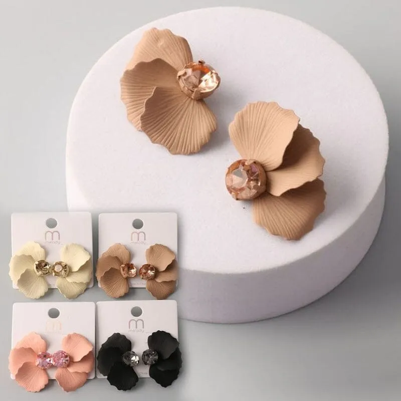 Matte Split Crystal Flower Earring 37830E (12 units)