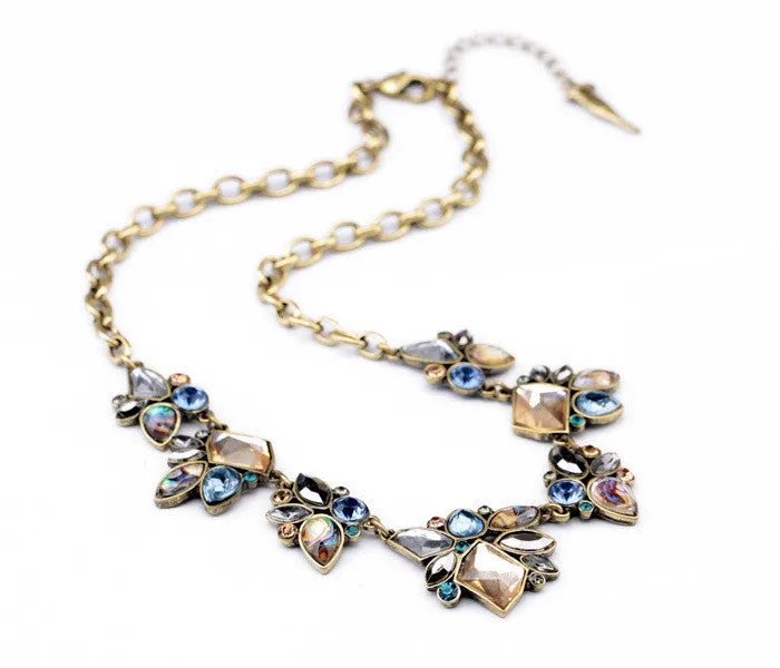 Mixed Color Crystal Pendants Women Statement Necklace Fashion Jewelry