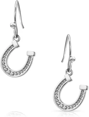 Montana Silversmiths Sparkling Cubic Zirconia Dainty Horseshoe Dangle French Wire Earrings