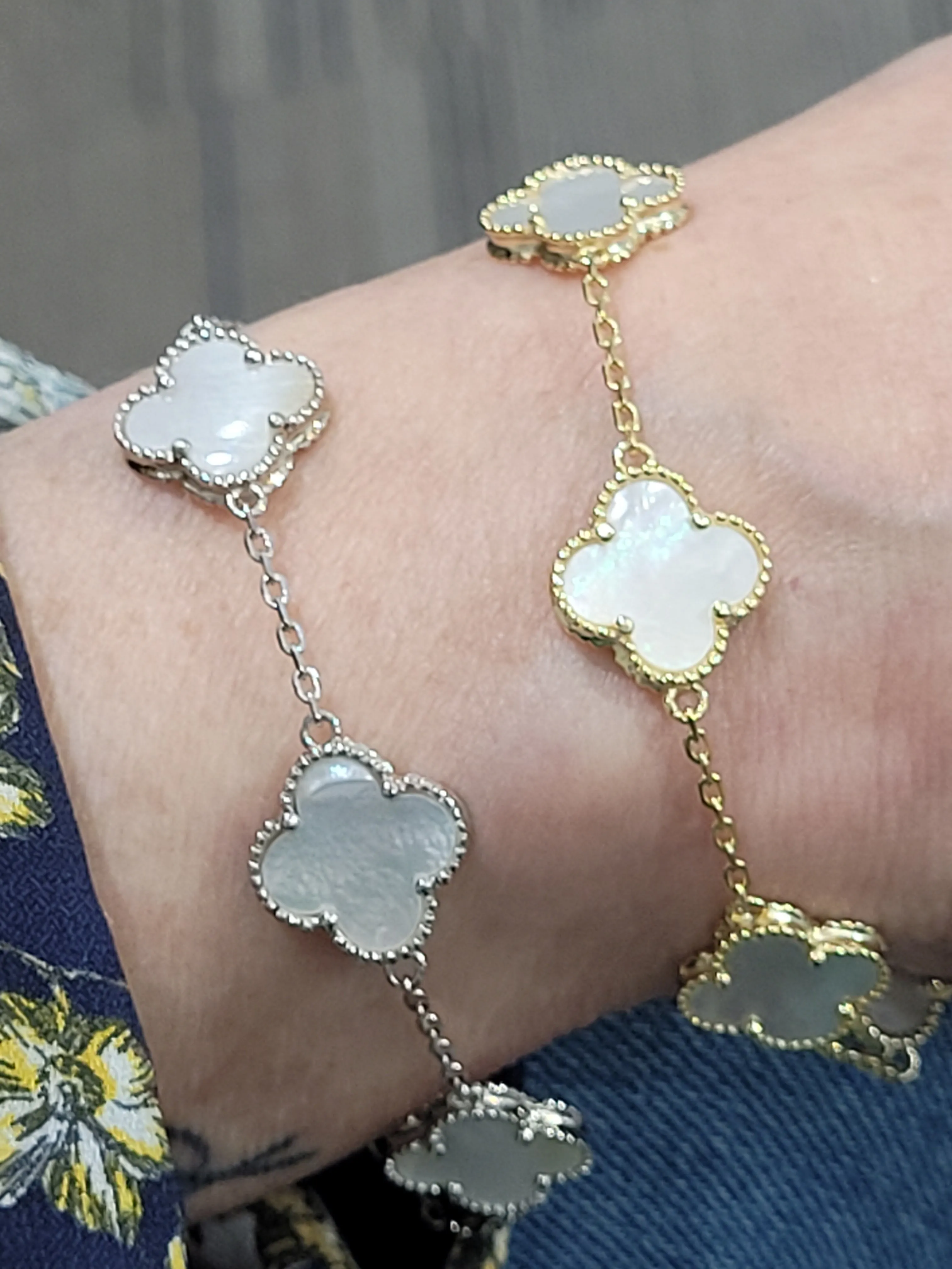 Mother of Pearl  5 station Clover Bracelet