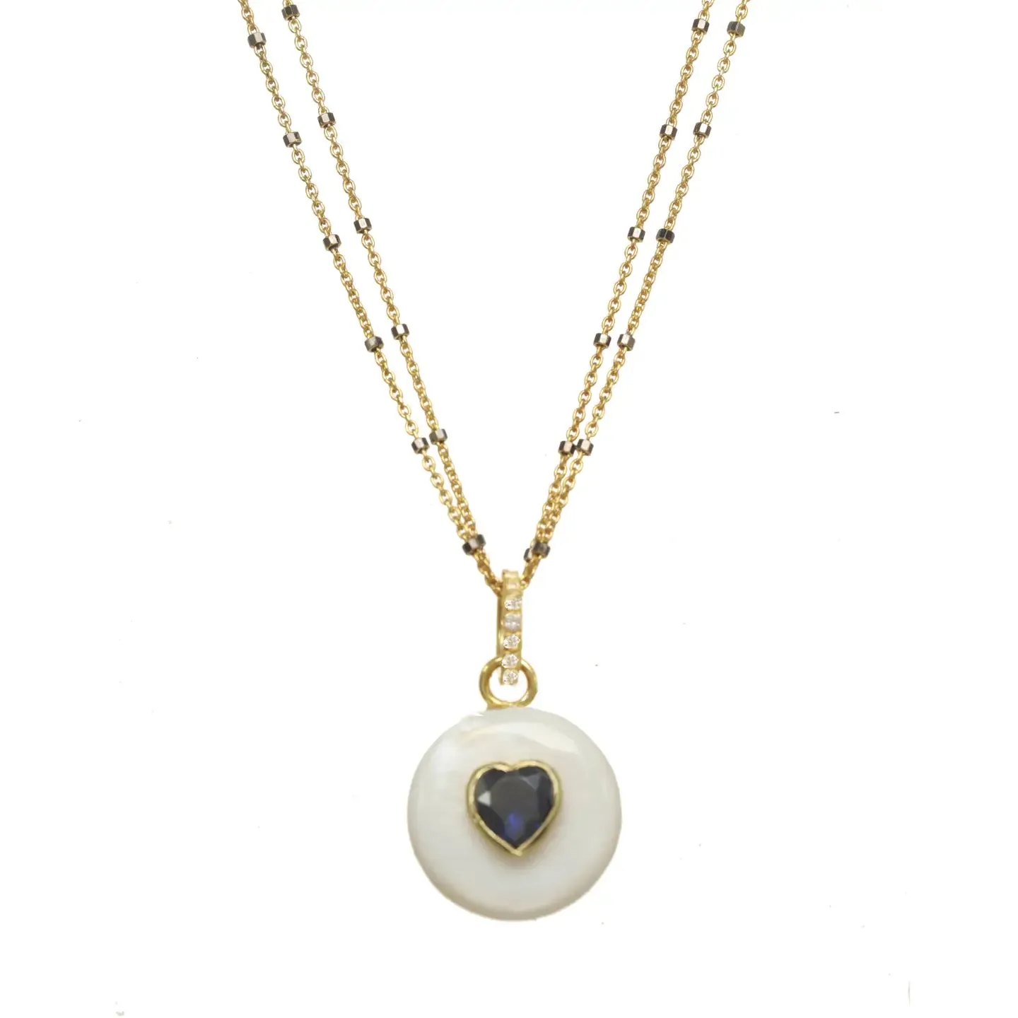 Mother of Pearl Black Heart Necklace