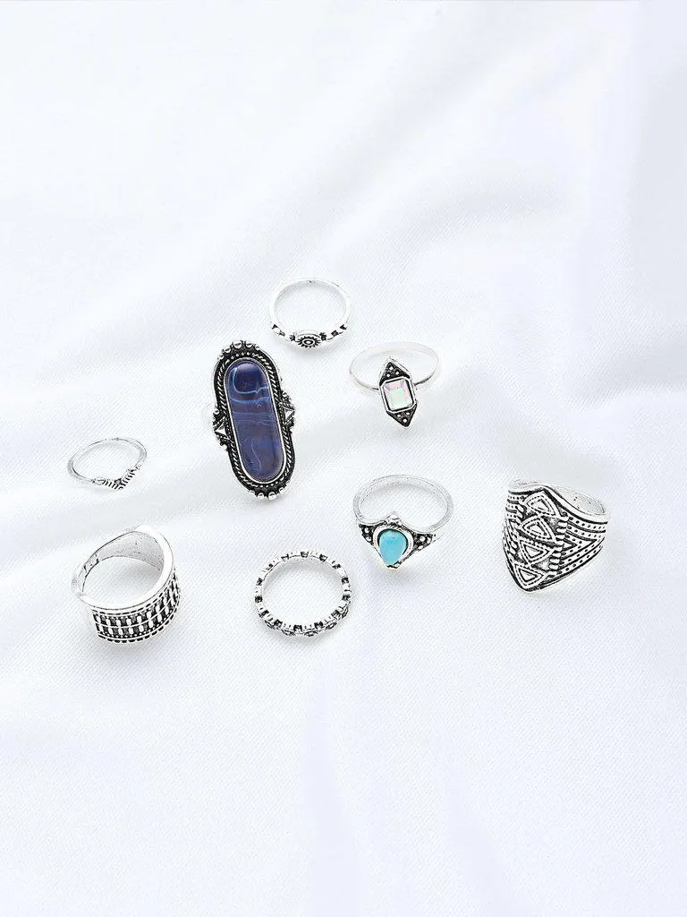 Multi Shaped Gemstone Etched Ring Pack