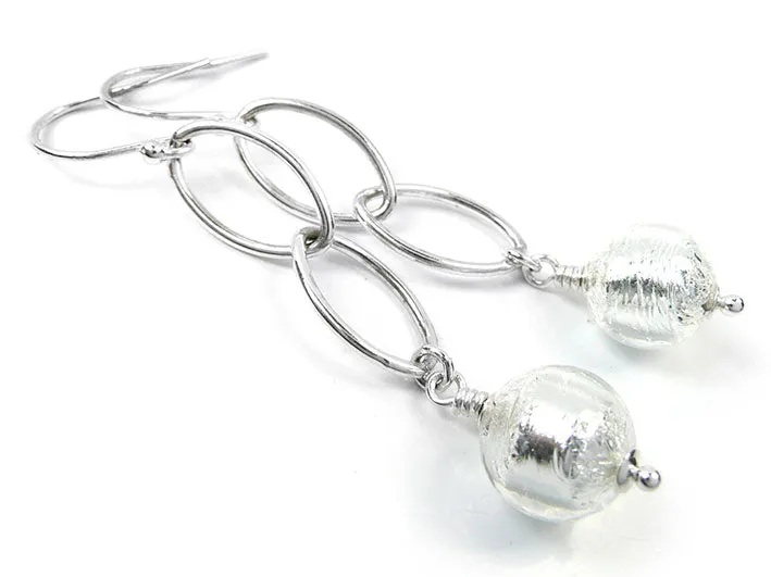 Murano Glass Ellisse Earrings - Crystal