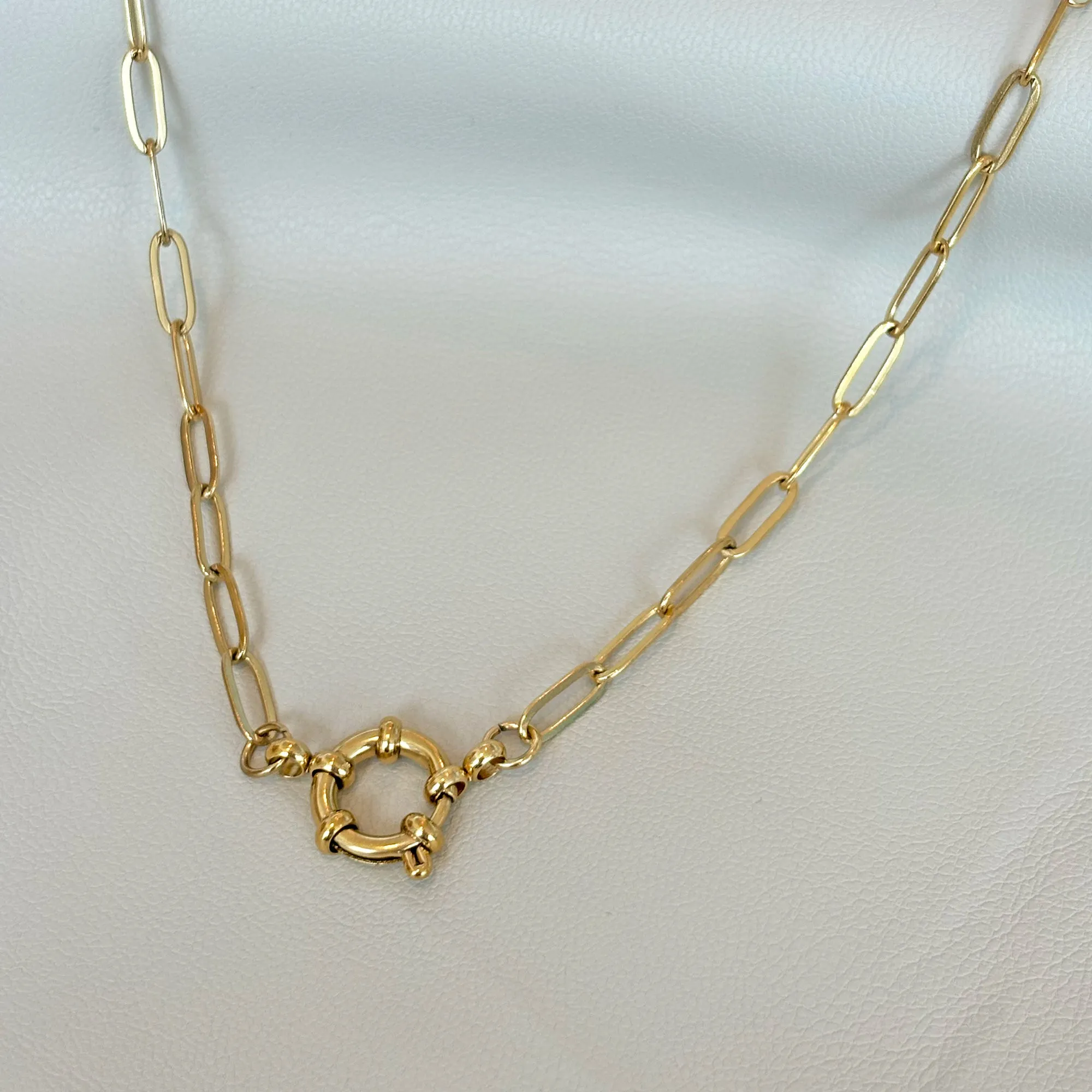 NARA GOLD CABLE CHAIN CHARM NECKLACE