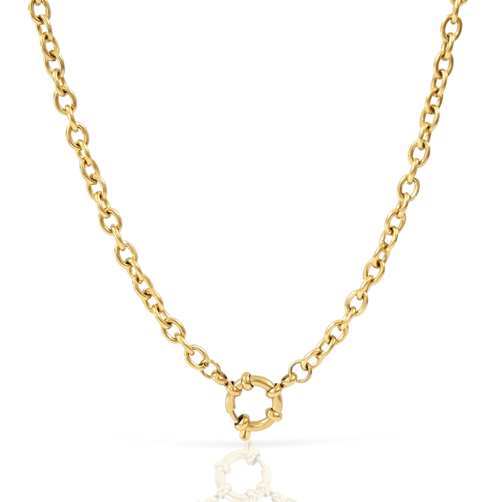 NARA GOLD CABLE CHAIN CHARM NECKLACE