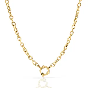 NARA GOLD CABLE CHAIN CHARM NECKLACE