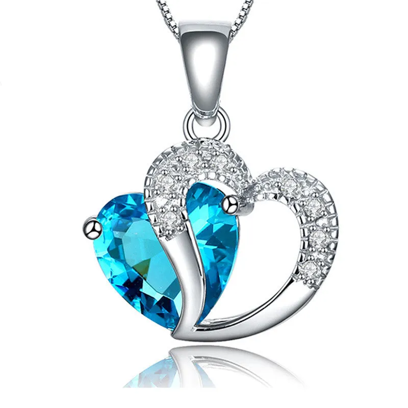 New Crystal Silver Plated Jewelry Fashion Necklace For Women Best Friend Love Heart Long Chain Necklace Fine Jewelry