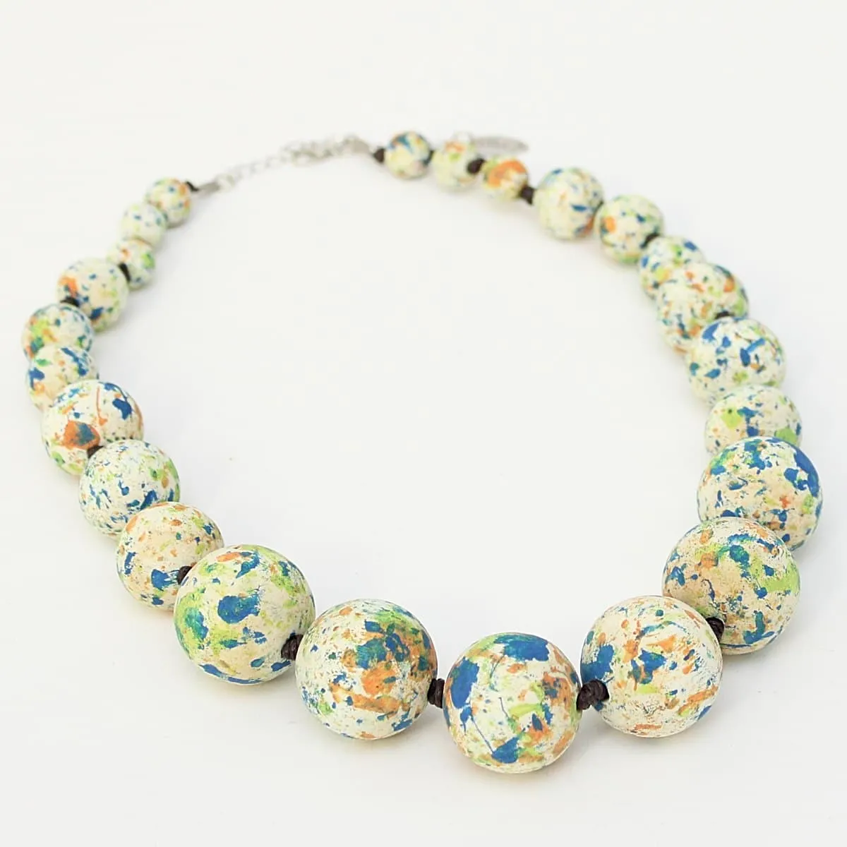 Painted Multi Color Bead Necklace