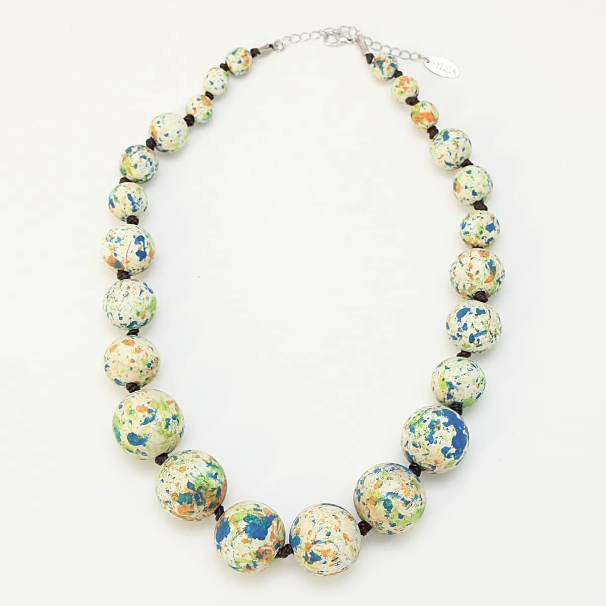 Painted Multi Color Bead Necklace