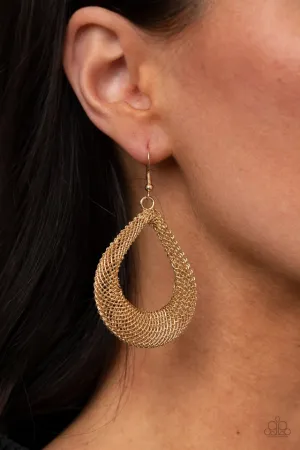 Paparazzi Earring ~ A Hot MESH - Gold