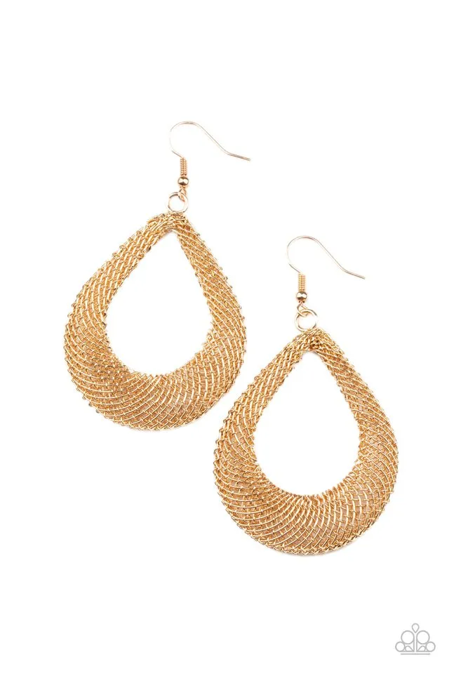 Paparazzi Earring ~ A Hot MESH - Gold