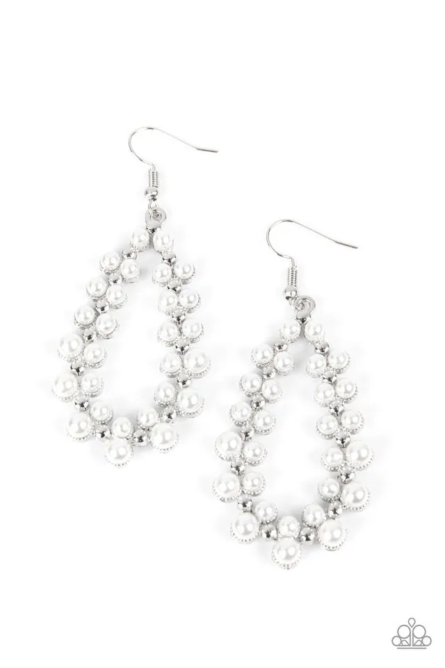 Paparazzi Earring ~ Absolutely Ageless - White