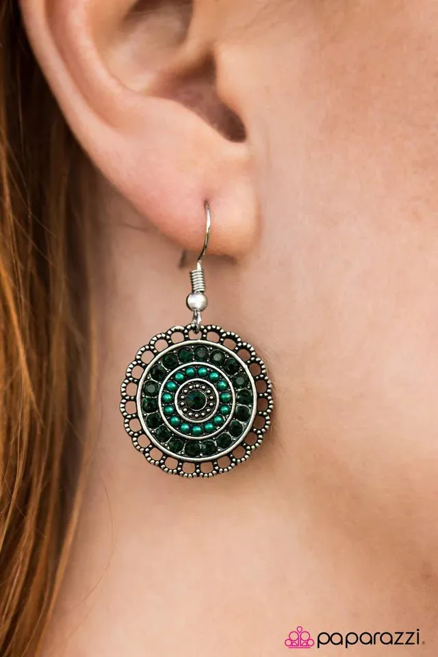 Paparazzi Earring ~ Lights Of Paris - Green