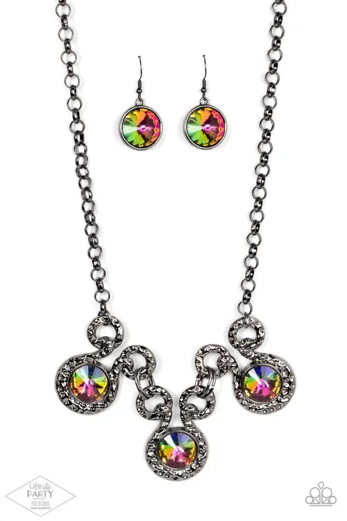 Paparazzi Hypnotized - Multi Oil Necklace - Pink Diamond Life of The Party Exclusive