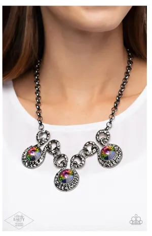 Paparazzi Hypnotized - Multi Oil Necklace - Pink Diamond Life of The Party Exclusive