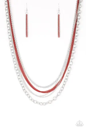 Paparazzi Necklace ~ Intensely Industrial - Red