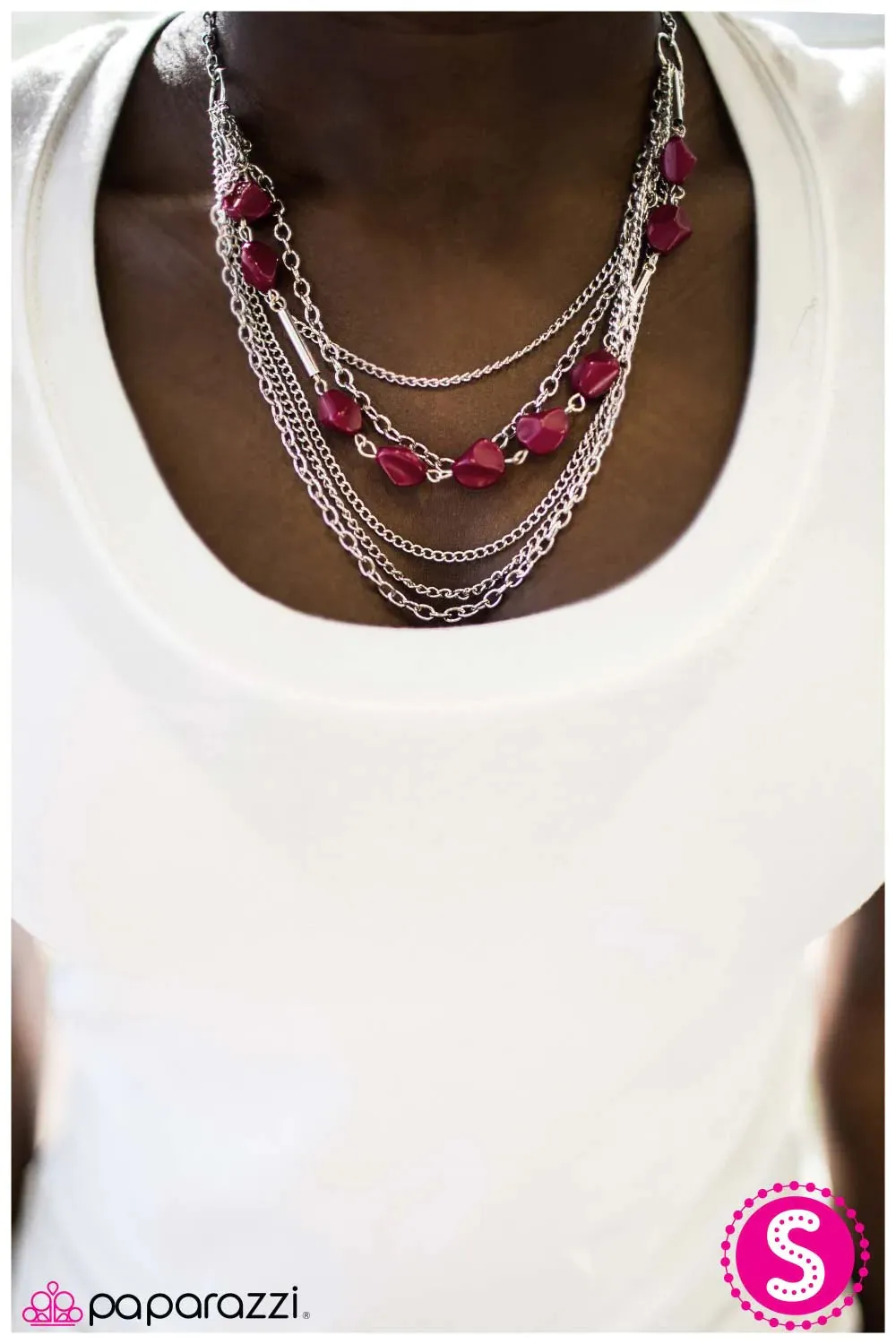 Paparazzi Necklace ~ Rock, Paper, Scissors - Pink