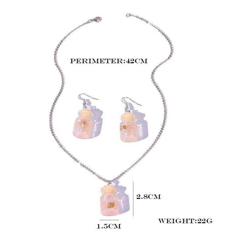 Personality Drift Bottle Shell Earrings Necklace Jewelry Set Women