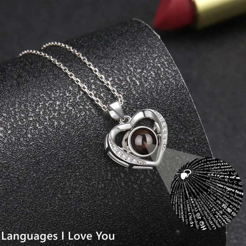 Personalized Heart Picture Necklace for Women Projection Pendant Photo Necklace