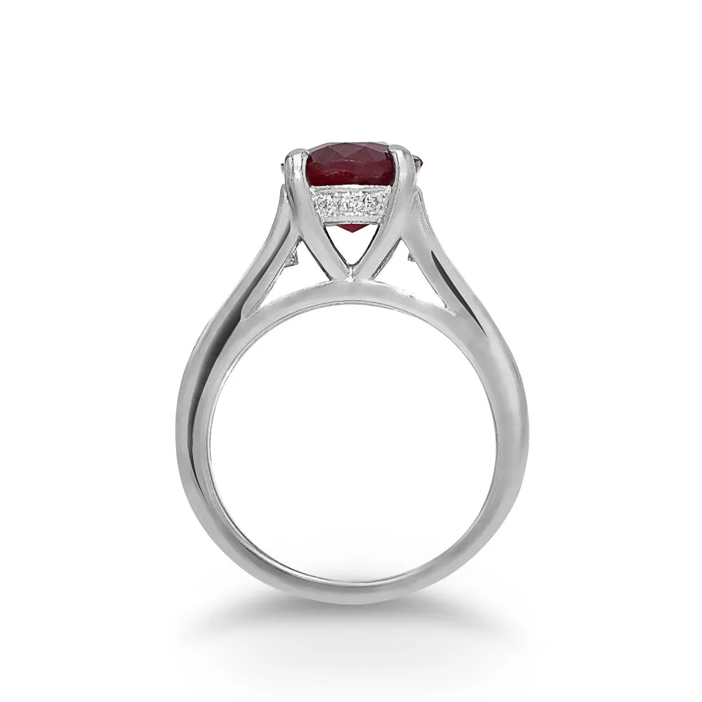 Platinum Oval Ruby and Diamond Ring