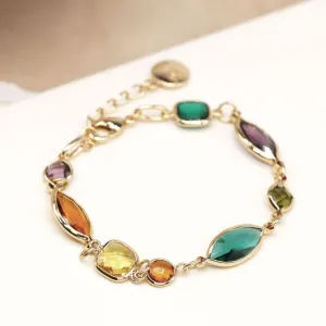 POM 16cm Mixed Shape Multi Crystal and Gold Bracelet