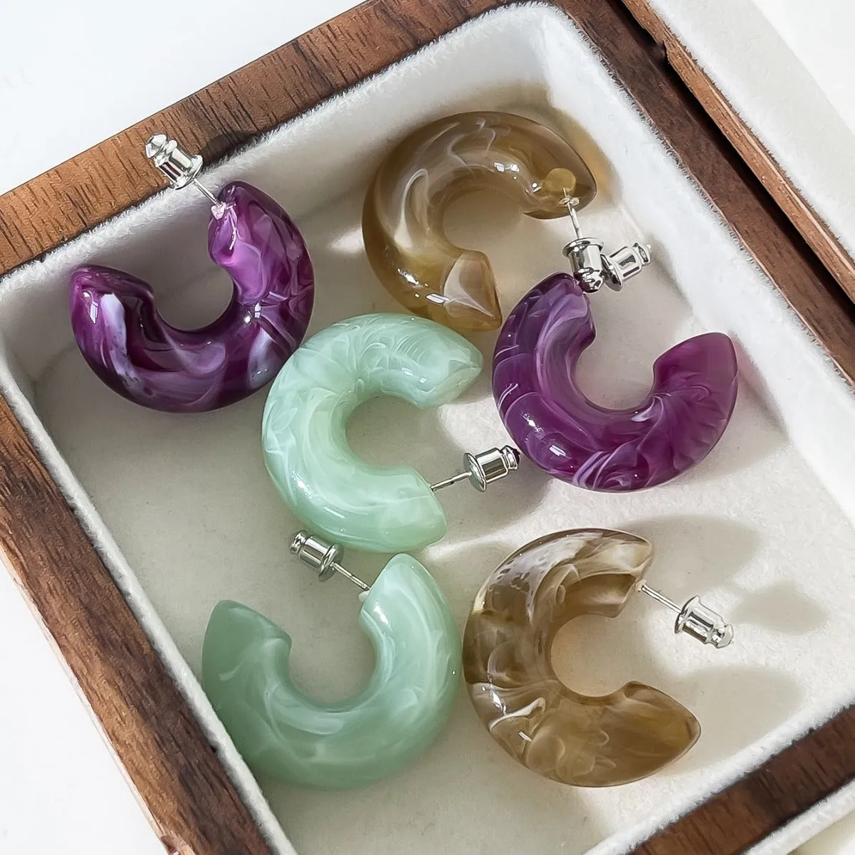 Pre Order:  C-Shaped Acrylic Candy Color Earrings