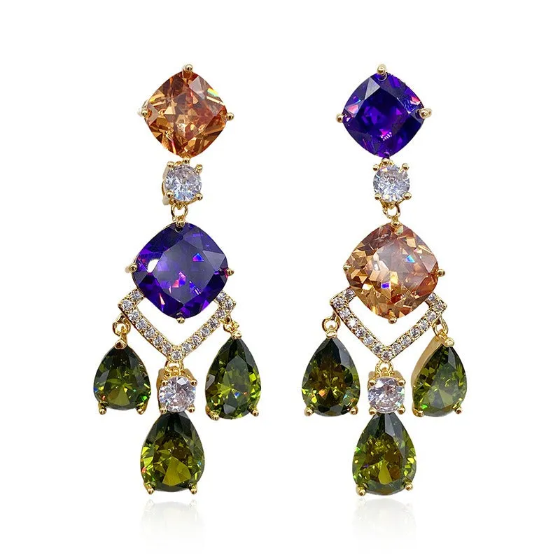 Pre Order:  Droplet Pendant Sparkling Crystal Asymmetric Earrings